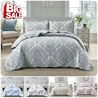 £29.43 • Buy New 3PC Patchwork Quilted Bedspread Luxury Comforter Bed Throw Pillow Shams King