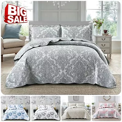 £29.43 • Buy New 3PC Patchwork Quilted Bedspread Luxury Comforter Bed Throw Pillow Shams King