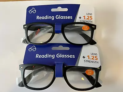 2x Reading Glasses Mens Matt Black Frame Strength:+1.25 +1.5 +2.0 +2.5 +3.0 +3.5 • £3.99