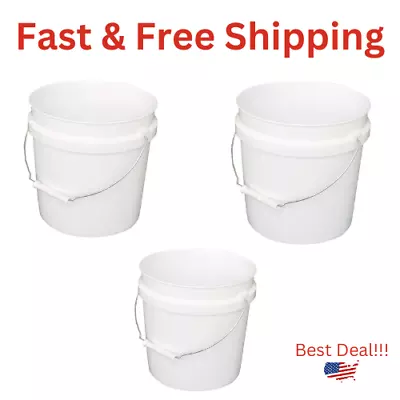 (3 PACK) Leaktite 2 Gallon Plastic Paint Bucket With Handle White • $18.75