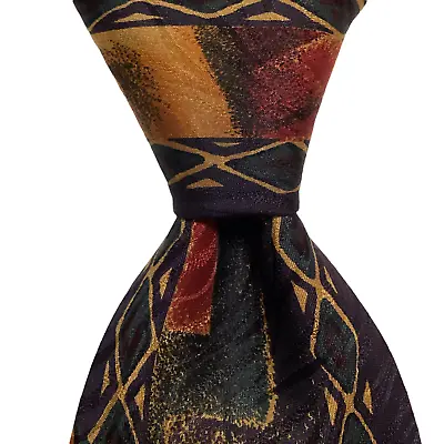 VITALIANO PANCALDI Mens 100% Silk Necktie ITALY Luxury Geometric Multi-Color EUC • $69.99