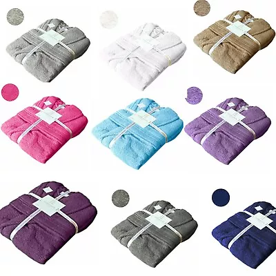 100% Egyptian Cotton Thick Soft Towel Bathrobe Dressing Gown Hooded Unisex • £20.99