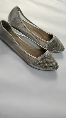 Silver Diamond Flat Shoes Size 5 Size 38 • £6