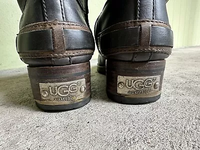 Boho UGG AUSTRALIA Brown 100% All Leather Sheepskin Boots F8007F Women's US 8.5 • $34.99