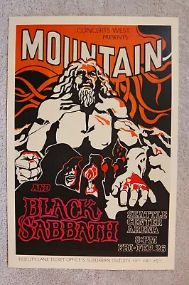 Black Sabbath Concert Tour Poster 1971 Seattle -- • $4.25