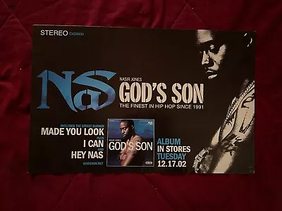 NAS - God's Son - 2002 Sony Promo Window Sticker Banner 11 X 17. Never Peeled • £14.46