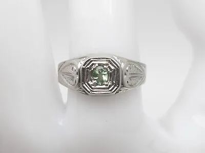 Antique 1920s $4000 .33ct Natural Alexandrite 14k White Gold Mens Band Ring 7g • $777