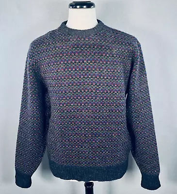 Vintage Scottish Fisherman Sweater Mens L Purple Wool Knit Pullover Scotland • $39.89