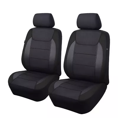 Car Seat Covers Universal Front Set Armrest Airbag Back Pocket Black Cushion • $44.99