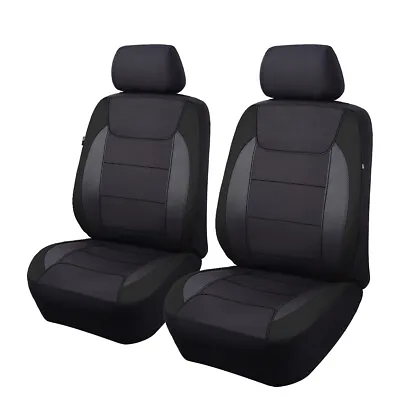 $44.99 • Buy Car Seat Covers Universal Front Set Armrest Airbag Back Pocket Black Cushioned