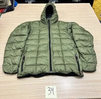 Men's Western Mountaineering Down Green Hooded Jacket Medium Made In Canada • $199.99