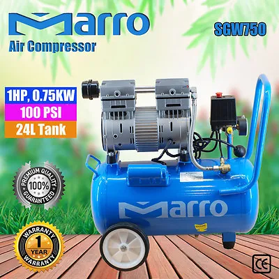 NEW Marro Indstrial Oil Free Air Compressor 24L 1HP 0.75KW ELECTRICAL MOTOR • $209