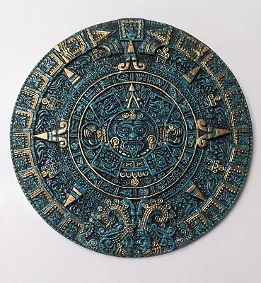Aztec Sun Wall Calendar Green Crushed Malachite Stone Style Mayan Mexican 10   • $28.99