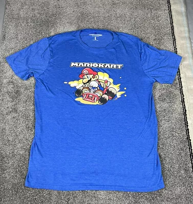 Nintendo Mario Kart Shirt Mens Large Blue 2018 Casual Top Racing Men Unisex • £12.40