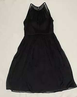 J Crew Black Silk Chiffon Dress Size 2 Light Summer Formal Fit & Flare LBD • $69.95