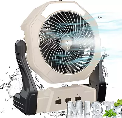 Portable Misting Fan Rechargeable 10000Mah Battery Powered Fan With Mister White • $51.25