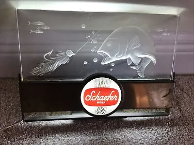 1950’s SCHAEFER BEER VINTAGE LIGHT UP SIGN WITH FISH THEME • $350