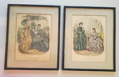 LA MODE ILLUSTREE Art Prints Hand Colored Framed 14  X 17  Paris France C. 1899 • $69.99