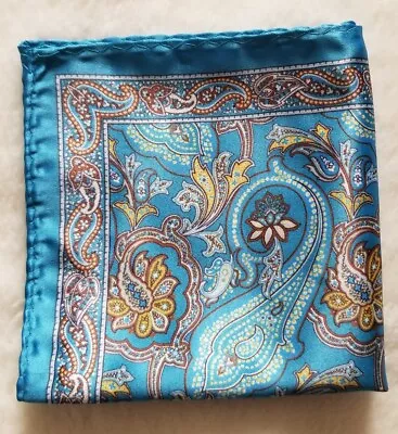 Blue/Turquoise Paisley Pocket Square • $15