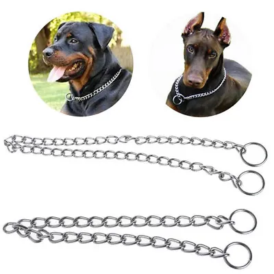 £3.76 • Buy Pet Dog Puppy Choke Chain Choker Collar Strong Silver Metal Training 4 Sizes
