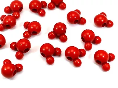 50pcs Red Color Acrylic Mouse Face Charm Beads 16mm With Large Hole 4mm Crafts • $3.32