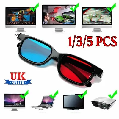 3D Red Blue Glasses Black Frame Best For Home Cinema Theatre Samsung TV Screen🌟 • £4.59