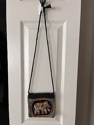 Small Zipped Hippie Purse Travel Bag Sequin Elephant Thai Boho Purse  • $15