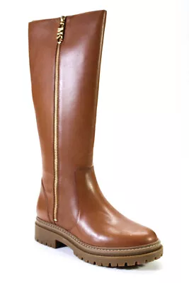 MICHAEL Michael Kors Womens REGAN Knee High Flat Leather Boots Luggage Size 10 • $129