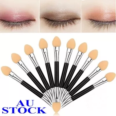 $4.98 • Buy Double Eye Shadow Eyeliner Brush Sponge Applicator Tool Makeup