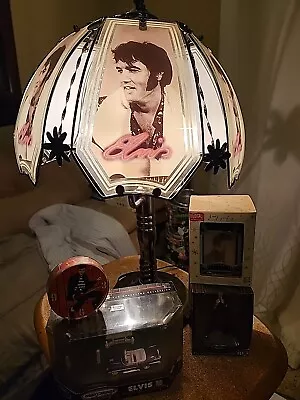 Elvis Lamp Clock 2 Christmas Ornaments & Elvis Matchbox Collectable  • $90