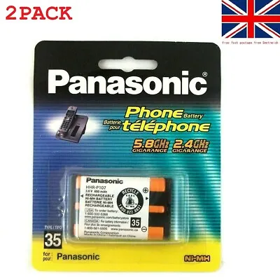 2*Panasonic HHR-P107 3.6V NIMH 650mah Cordless Phone Rechargeable Batteries Home • £15.59