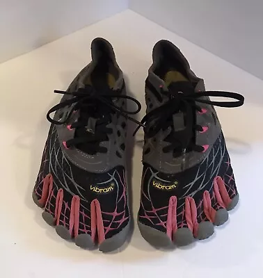 Vibram Fivefingers Women’s Size 38 US 8-8.5 Black Pink Lace-up Shoes • $29.96