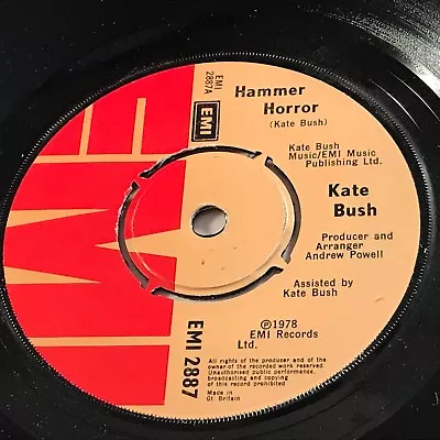 KATE BUSH Hammer Horror 1978 UK 7  Vinyl Single EXCELLENT CONDITION • £7.99