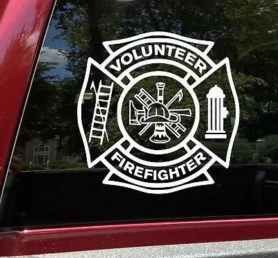 VOLUNTEER FIREFIGHTER Vinyl Decal Sticker VFD Fire Department Maltese Cross • $19.99