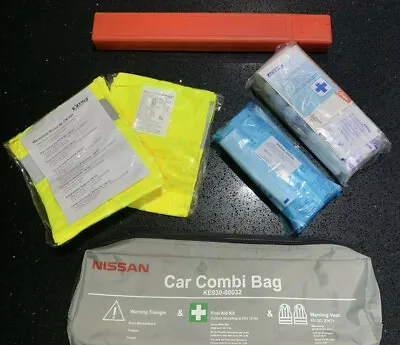 Nissan Note Micra Juke Qashqai Car Combi Bag First Aid Saftey Kit With Vests New • £5.24