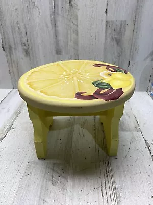 Vintage Painted Lemon Flower Wooden Step Stool • $35