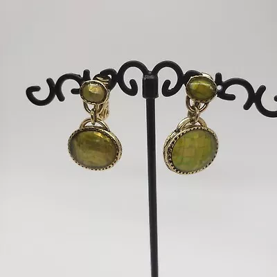 Monet Yellow Green Dangle Clip-on Earrings • $12.75