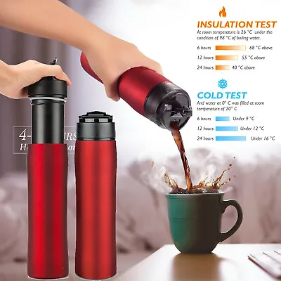 $25.49 • Buy Stainless Steel French Press Coffee Maker Vacuum Insulated Portable Mug Tea Cup
