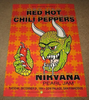 $79.95 • Buy RED HOT CHILI PEPPERS NIRVANA PEARL JAM S.F.  1991 CONCERT POSTER 18 1/2  X 27 