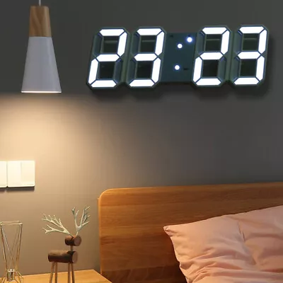 LED Night Wall Clock 3D Digital Alarm Watch Display Temperature Modern USB Gift • £10.28