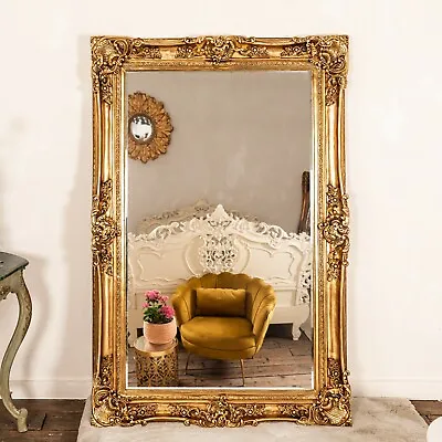 £200 • Buy Louis Large Gold Gilt Mirror French Rococo Silver Baroque Leaner Wall Mirror