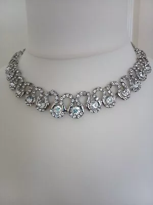 £5 • Buy M&S Faux Crystal/ Silver Tone Evening Necklace VGC