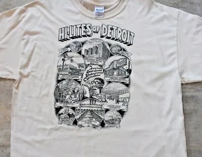  HI-LITES Of DETROIT  T-shirt/Giant Print 15 X11 /100% Cotton/R.Crumb Cartoons • $16