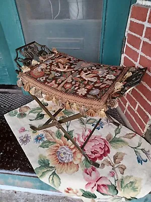 Vintage Art Deco Cast Iron Winged Griffon Bench Boudoir Vanity Seat • $255