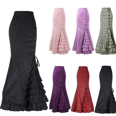 Ladies Fishtail Skirt Retro Victorian Skirt Mermaid Steampunk Gothic Corset Long • $22.03