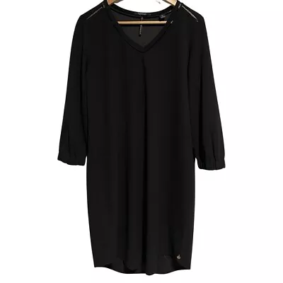$25.60 • Buy Scotch & Soda Black Dress 3/4 Sleeve Black Dress Crochet Detail Work Office