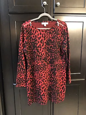 Michael Kors Cheetah Animal Print Red Black Shirt Blouse Women’s Top Size XLarge • $24.95