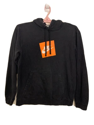 $19.99 • Buy Nike Black Hoodie Men’s Size Large Orange Box Logo Pullover