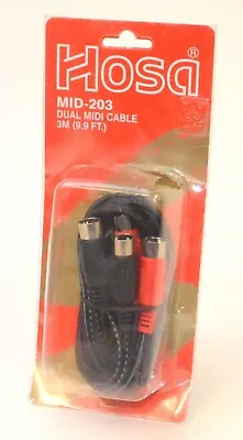 Hosa Dual MIDI Cable 9.9 Foot (3 Meter) *New Open Box* MID-203 • $14.99