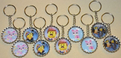 $8.99 • Buy SET OF 10  LEGO MOVIE  Bottlecap Key Chains! Birthday Party Favors